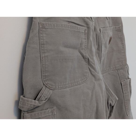 Carhartt Canvas Work Dungaree Fit Pants Khaki Tan Utility Pockets Sz 34x30 - Picture 5 of 6